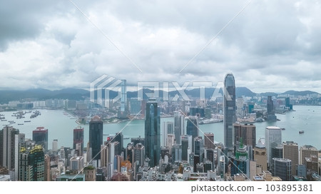 June 8 2023, Evening of the victoria harbour from peak 103895381