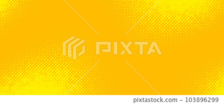 Yellow halftone background. Retro comic grain texture. Pixelated dots cartoon wallpaper. Pop art faded gradient pattern. Vector backdrop. 103896299