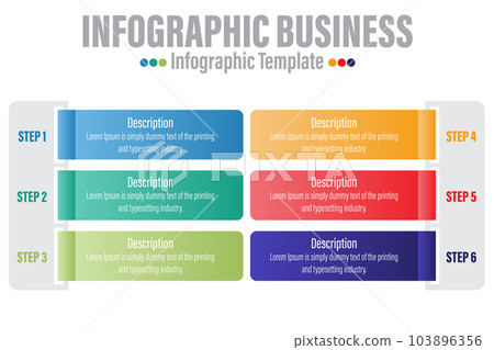 Abstract infographics options template. Vector illustration. Can be used for workflow layout, diagram or banners with 6 options 103896356
