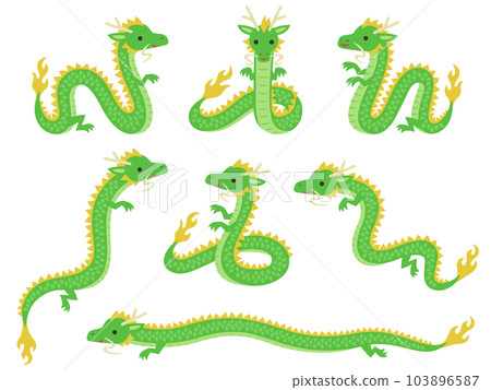 各種姿勢的綠龍人物插圖集 103896587