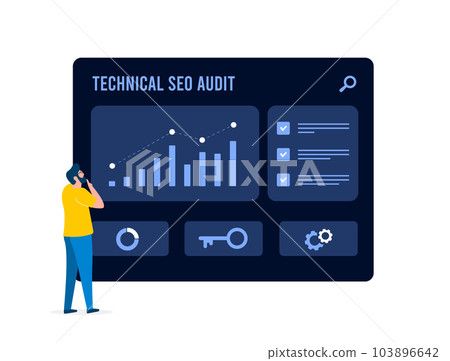 Technical SEO Audit concept. Improve website speed, seo rankings, user experience. Optimize on-page elements, site structure, crawlability and indexation issues. Boost visibility, mobile-friendliness Technical SEO Audit concept. Improve website speed, seo rankings, user experience. Optimize on-page elements, site structure, crawlability and indexation issues. Boost visibility, mobile-friendliness 103896642