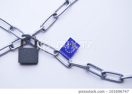 Flag of the European Union. Import and export ban. Closed borders. Flag of the European Union. Import and export ban. Closed borders. 103896747