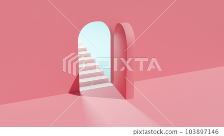 stairs leading to an open door 103897146