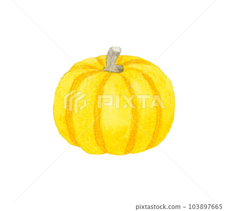 Yellow toy pumpkin Vegetable hand-painted watercolor illustration material 103897665