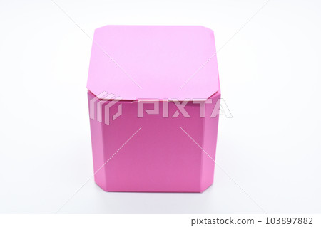 pink paper box on white background, package for design 103897882