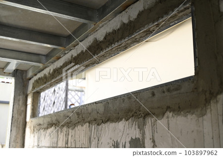 interior construction build industry and cement wall interior construction build industry and cement wall 103897962