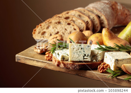 Sandwich with blue cheese and pears. Sandwich with blue cheese and pears. 103898244