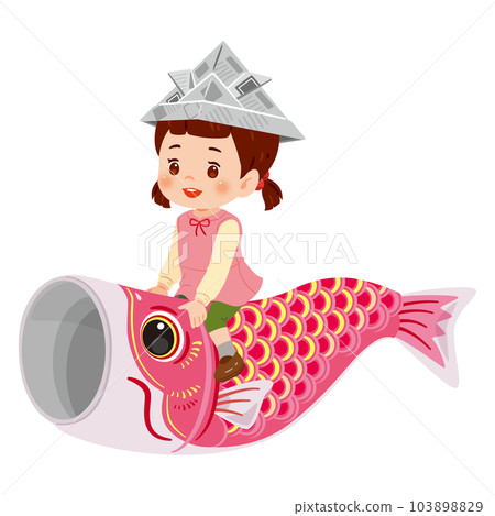A girl riding a carp streamer 2 103898829