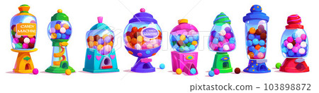 Gashapon candy machine toy with gum ball vector 103898872