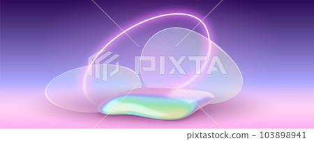 3d holographic glass morphism blur stone podium 103898941