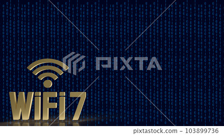 The gold wifi 7 on digital background  for technology concept 3d rendering 103899736
