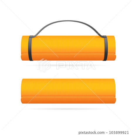 Yoga Time Concept with Realistic 3d Detailed Orange Rolled Exercise Mat Set. Vector 103899921