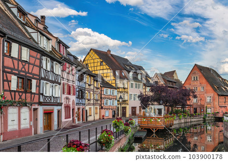 Colmar France, Colorful Half Timber House city skyline 103900178