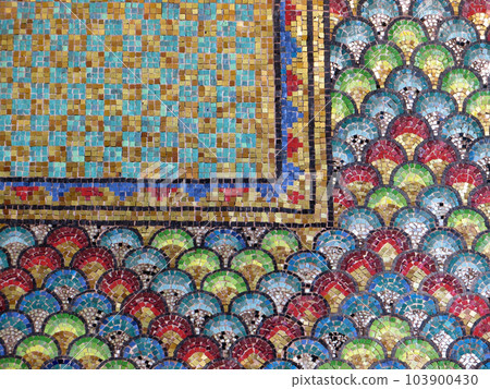Colorful mosaic tiles. Arabic patterns on the Dome of the Rock, Temple mount, Jerusalem, Israel Colorful mosaic tiles. Arabic patterns on the Dome of the Rock, Temple mount, Jerusalem, Israel 103900430