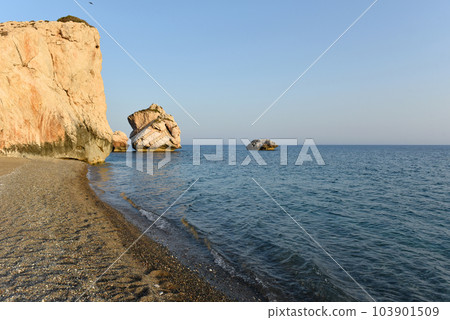 Aphrodite's rock in late afternoon lights. Petra tou Roumiu, Cyprus 103901509