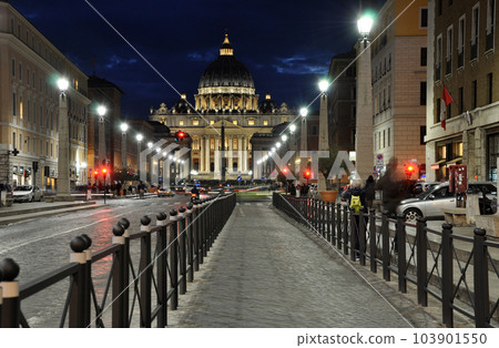 The San Pietro basilica in Vatican at night 103901550