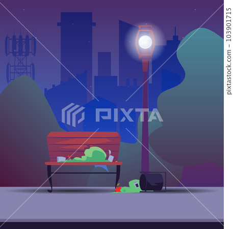 Hooliganism and vandalism, antisocial destructive behavior, vector illustration. 103901715