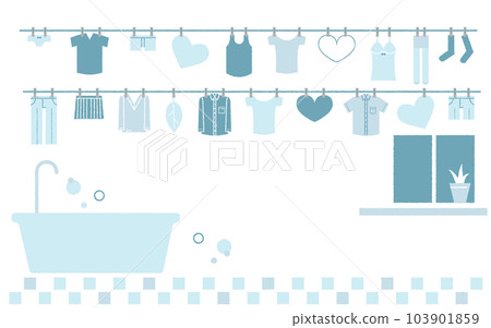Laundry lined up to dry Simple illustration material Laundry lined up to dry Simple illustration material 103901859