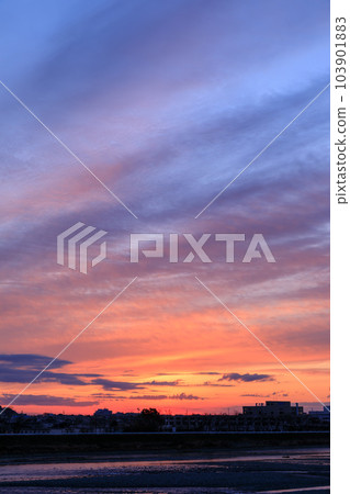 Scenery of a bright red sunrise Scenery of a bright red sunrise 103901883