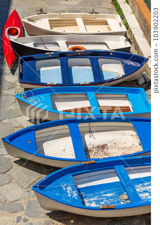 Old Rowboats on the Quay of the Port - Tellaro Liguria Italy Old Rowboats on the Quay of the Port - Tellaro Liguria Italy 103902203