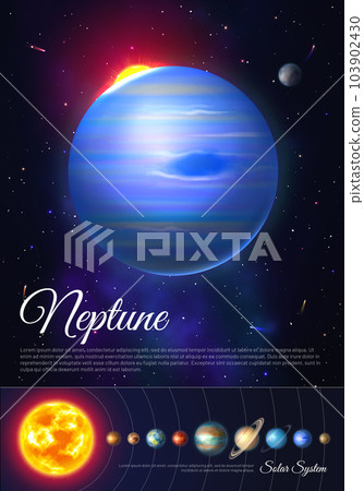 Neptune planet colorful poster with solar system 103902430