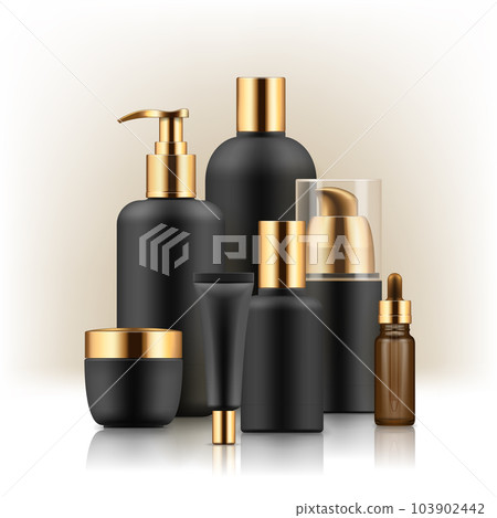 Realistic luxury premium brand set of cosmetic bottles, mockup, 3D 103902442