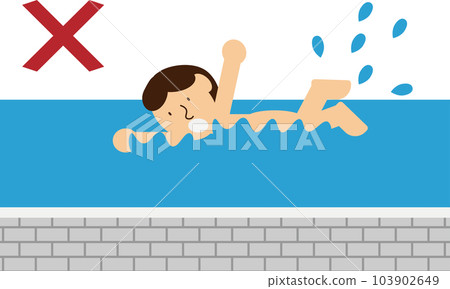 Illustration of a person swimming in a public bath Illustration of a person swimming in a public bath 103902649