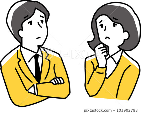 Male and female employees who are suffering Male and female employees who are suffering 103902788