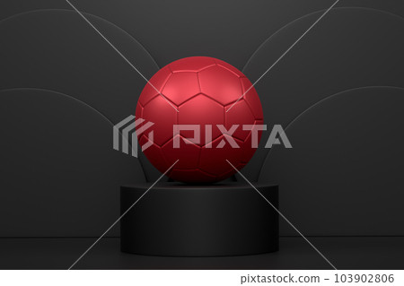 Football ball on cylinder podium with steps on monochrome background Football ball on cylinder podium with steps on monochrome background 103902806