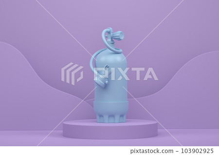 Diving tank for snorkeling on cylinder podium with step on monochrome 103902925