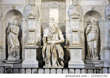 Statue of Moses by Michelangelo in the church of San Pietro in Vincoli. Rome 103903240