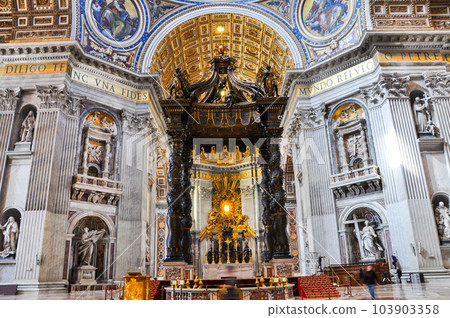 Saint Peter's baldachin in the basilica. Vatican 103903358