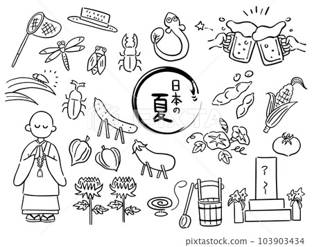 手繪日本夏季圖標集 手繪日本夏季圖標集 103903434