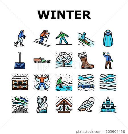 winter season snow cold holiday icons set vector winter season snow cold holiday icons set vector 103904438