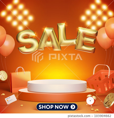 3D style Sale banner template design for web or social media. 103904662