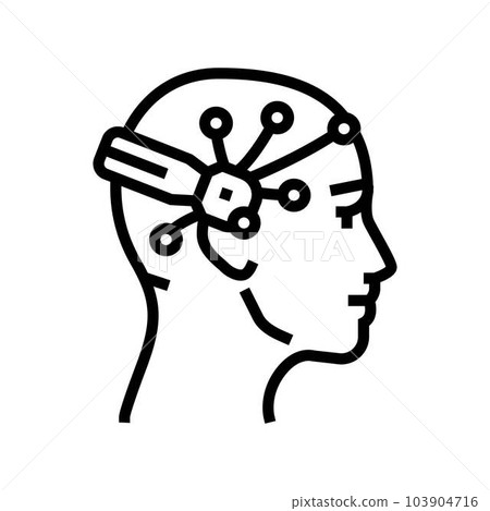 brain interface device future technology line icon vector illustration brain interface device future technology line icon vector illustration 103904716