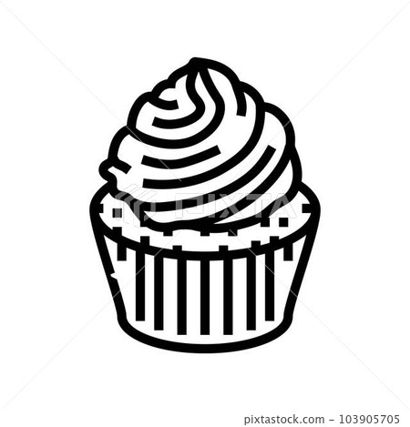 red velvet cupcake sweet food line icon vector illustration 103905705