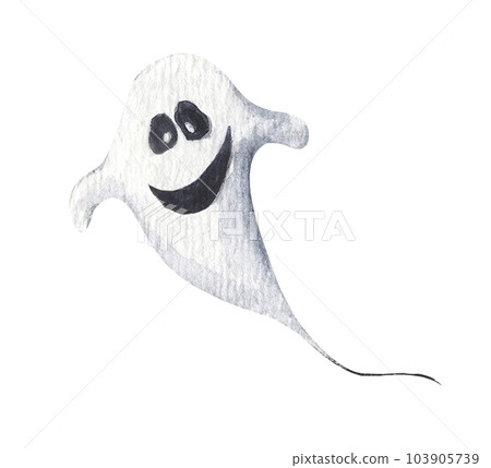 Cute little ghost. Spooky for halloween decorations. Watercolor illustration. 103905739