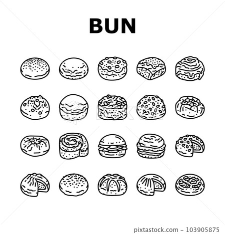 bun food meal bread icons set vector bun food meal bread icons set vector 103905875