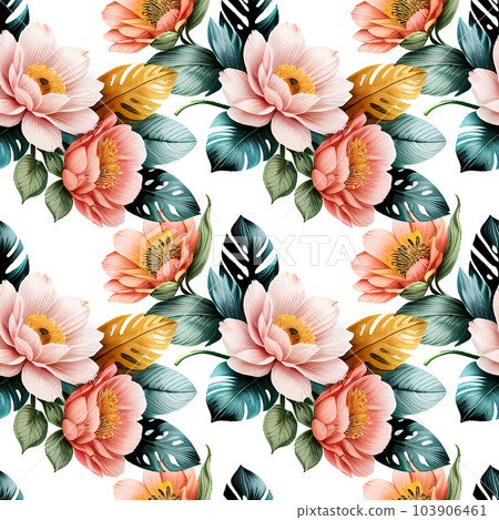 Floral shape watercolor seamless pattern. Floral shape watercolor seamless pattern. 103906461