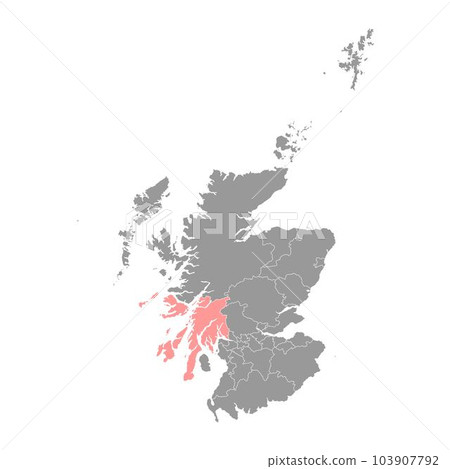 Argyll and Bute map, council area of Scotland. Vector illustration. 103907792