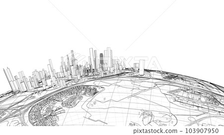 3d city sphere. Vector rendering of 3d 3d city sphere. Vector rendering of 3d 103907950