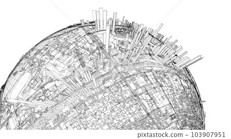 3d city sphere. Vector rendering of 3d 3d city sphere. Vector rendering of 3d 103907951