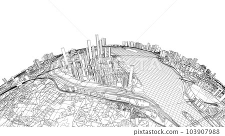 3d city sphere. Vector rendering of 3d 103907988