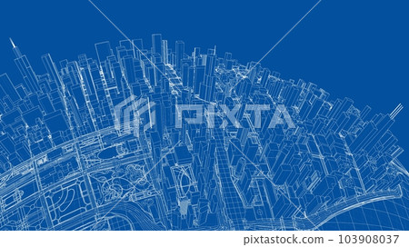 3d city sphere. Vector rendering of 3d 103908037