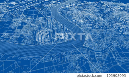 Outline city concept vector. Wire-frame style 103908093