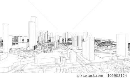 Outline city concept vector. Wire-frame style 103908124