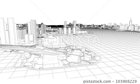 Outline city concept vector. Wire-frame style 103908229