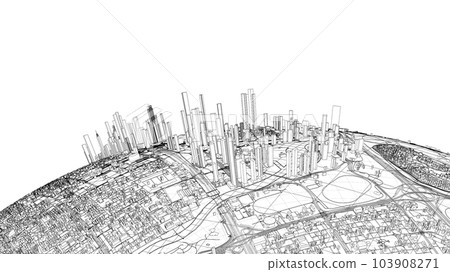 3d city sphere. Vector rendering of 3d 103908271