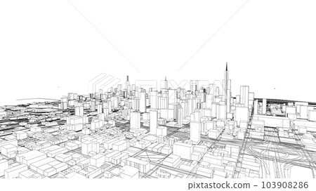 Outline city concept vector. Wire-frame style 103908286
